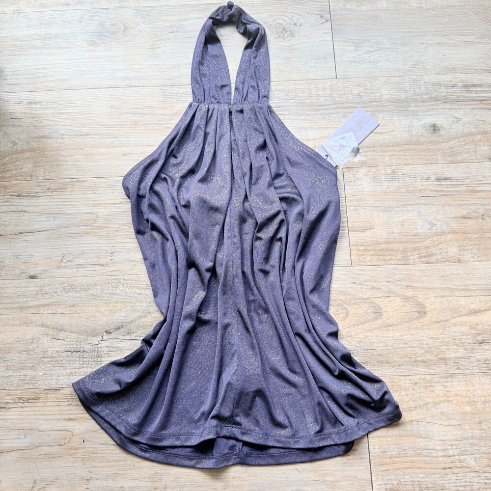 Y2K Halter Top Medium Purple Shimmer Metallic NWT Deadstock Club Jennifer Lopez